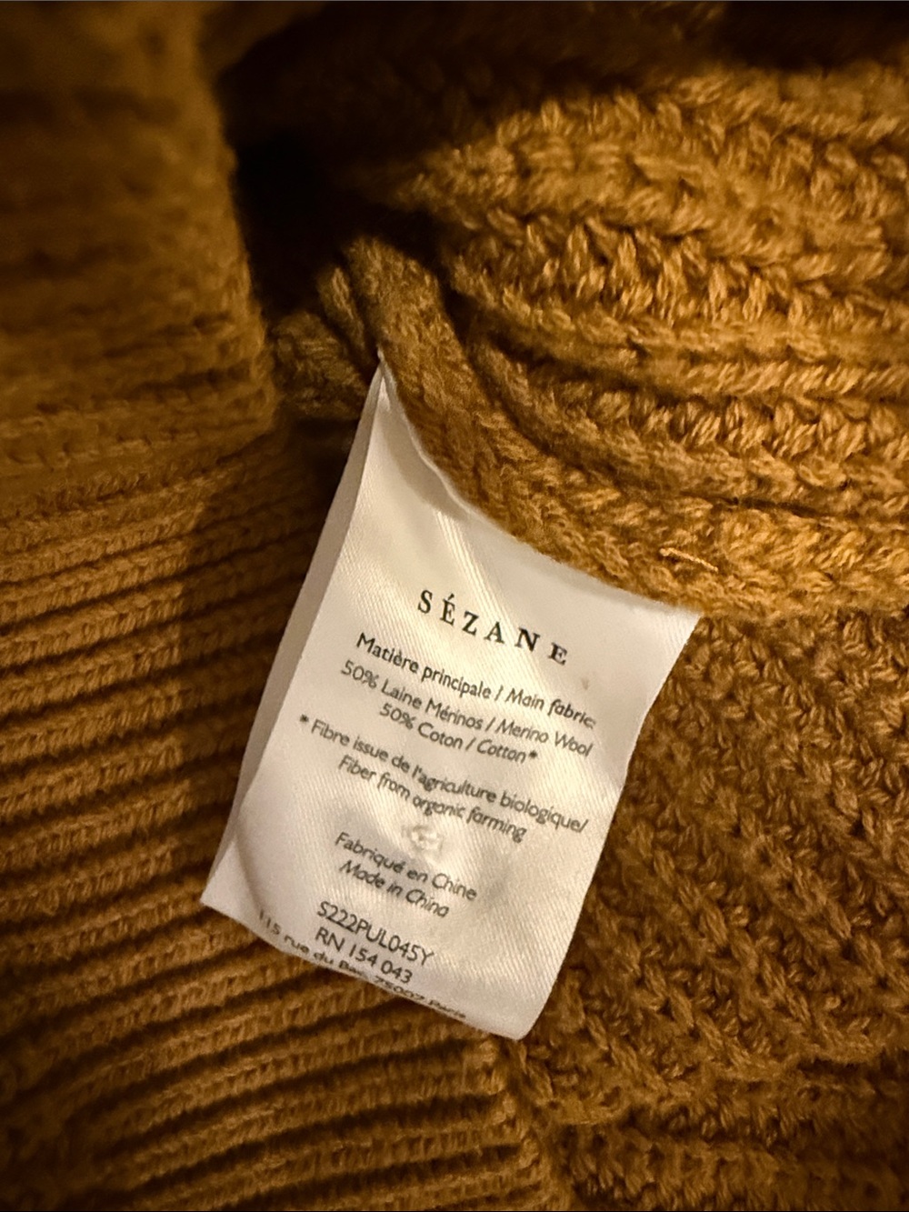 Sezane Chunky Crewneck Sweater in Caramel - Picture 3 of 3